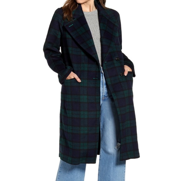 Avec Les Filles Jackets & Blazers - Green plaid Avec Les Filles Double Face Wool Coat